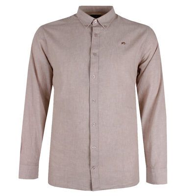 RAGING BULL PLAIN LINEN BLEND L/S SHIRT-shirts casual & business-KINGSIZE BIG & TALL