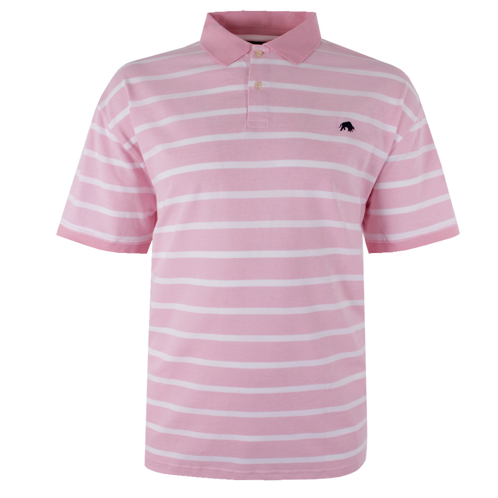 RAGING BULL PINK & WHITE STRIPE POLO