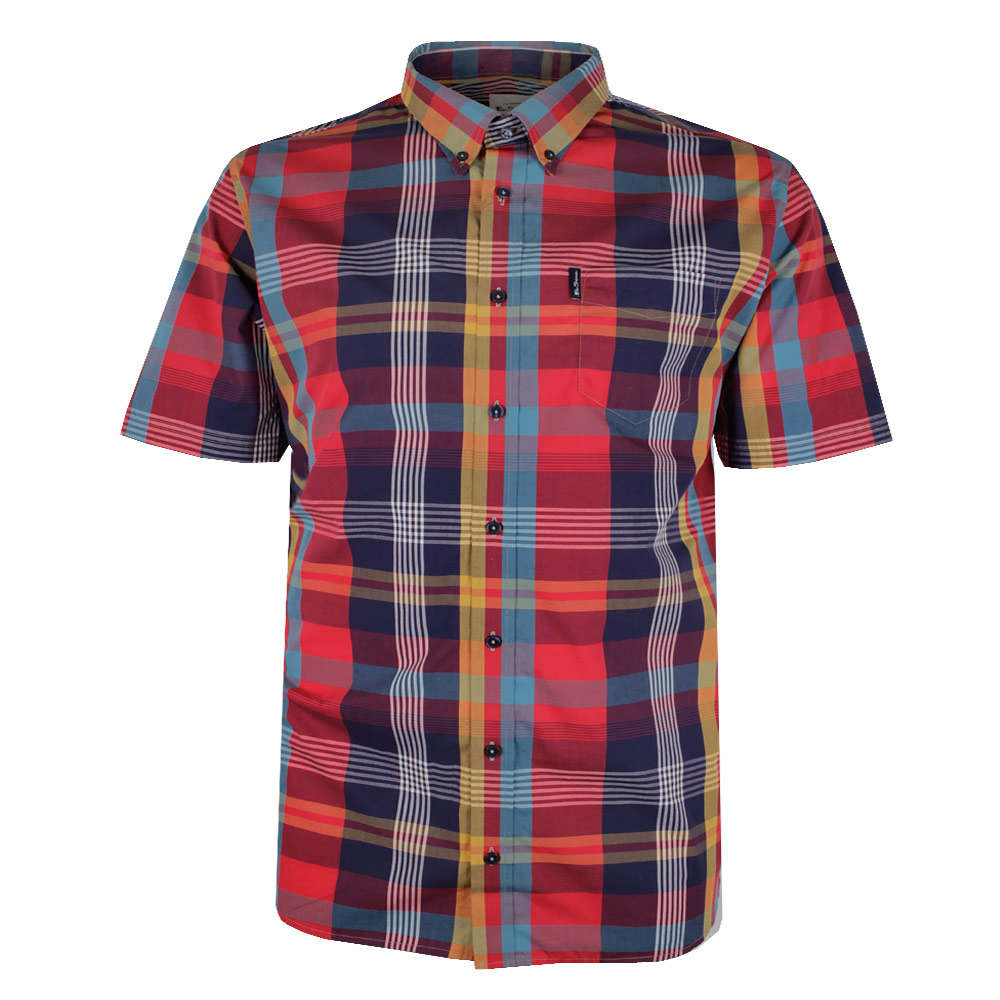 BEN SHERMAN MADRASS RED S/S SHIRT