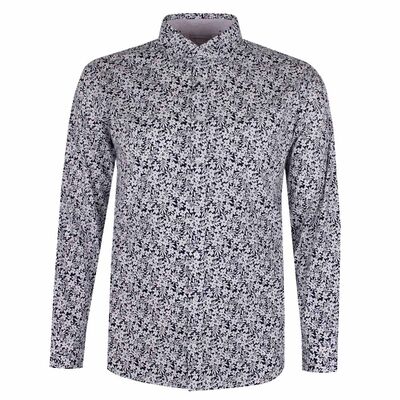 BROOKSFIELD WHITE FLOWER L/S BUSINESS SHIRT-shirts casual & business-KINGSIZE BIG & TALL