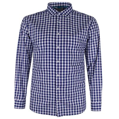 BROOKSFIELD OXFORD GINGHAM L/S BUSINESS SHIRT-new arrivals-KINGSIZE BIG & TALL