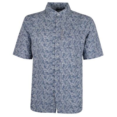 BACKBAY FROND PALM LINEN S/S SHIRT-sale clearance-KINGSIZE BIG & TALL