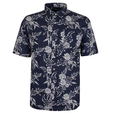 BACKBAY INDIGO PALM LINEN S/S SHIRT-sale clearance-KINGSIZE BIG & TALL