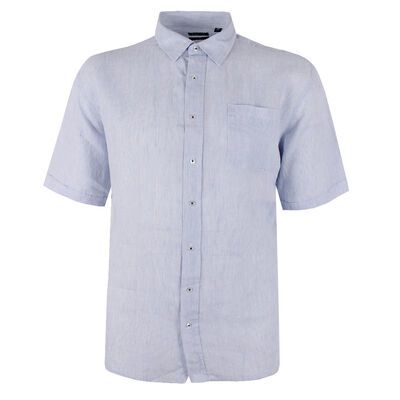 BACKBAY PINSTRIPE LINEN S/S SHIRT-sale clearance-KINGSIZE BIG & TALL