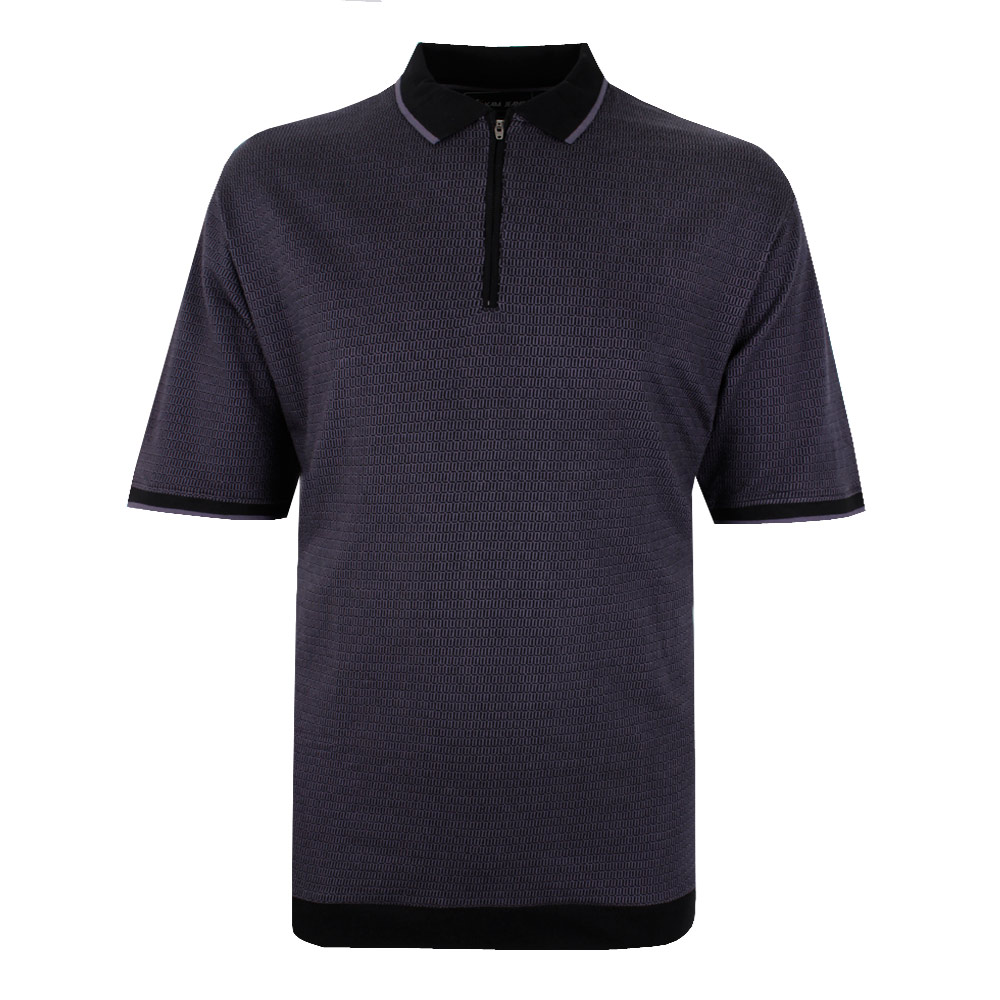 KAM PATTERN ZIP COLLAR POLO