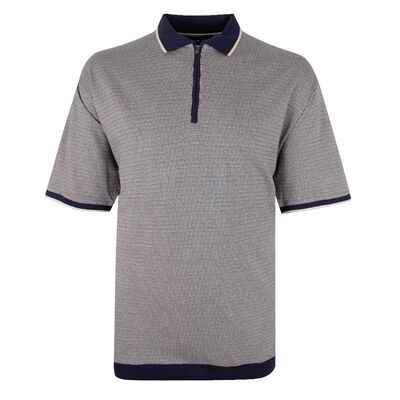 KAM PATTERN ZIP COLLAR POLO-new arrivals-KINGSIZE BIG & TALL