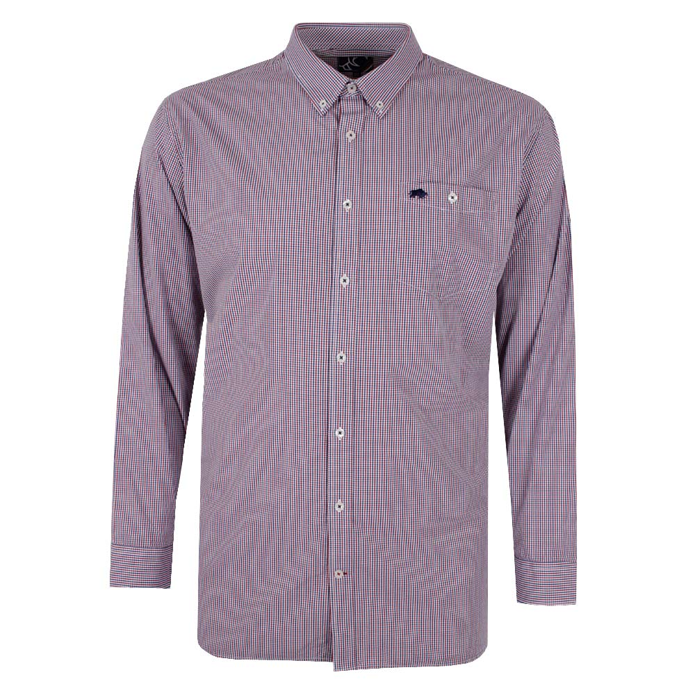 RAGING BULL POCKET GINGHAM L/S SHIRT